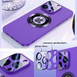 Étui de chargement magnétique sans fil mince et mat, avec lentille en verre, pour iPhone 15 Pro Max 14 13 12 11, Protection d'appareil photo, couverture arrière rigide