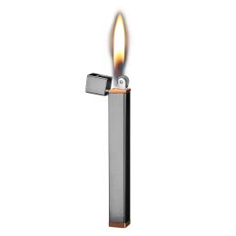 Mini encendedor delgado de Gas butano recargable, encendedor de llama de cigarrillo cómodo y ligero, muela de molienda, encendedor de Metal BJ