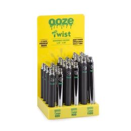 Bolígrafo delgado Batería de precalentamiento Baterías recargables OOze 650 mAh 900 mAh 1100 mAh Caja de embalaje completa Giro Acero inoxidable negro 24 piezas / juego