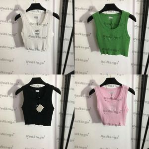 Slim Sexy Tanks Shirts Girls Tricot sans manches Soft Touch Tops Letters Jacquard Ladies Camis Tees Vêtements