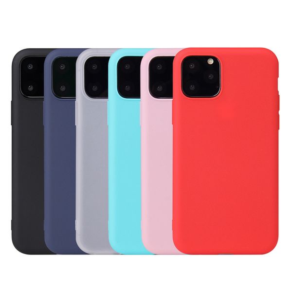 Candy Color TPU Matte Phone Cases pour iPhone 15 14 13 12 Pro 11 XS Max XR 8 Plus 6splus S21 Gel de caoutchouc Soft Back Silicon Mobile Skins Cover