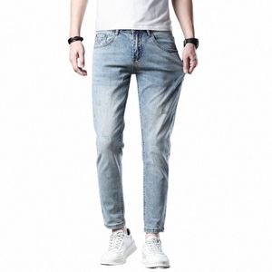 Slanke Skinny Jeans Voor Mannen Stretch Slim Fit 2024 Lente Streetwear Enkellange Broek Denim Jeans Broek Hemelsblauw Cowboys KSTUN P9ig#