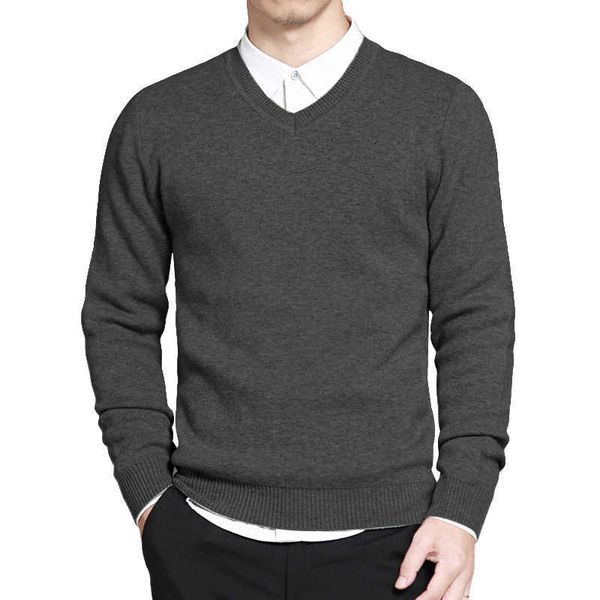 Pull Slim Pollovers Hommes Casual Pulls en coton Jumper Pull Homme Business Col V Tricot Jersey Homme Plus Taille 4XL Noir Y0907