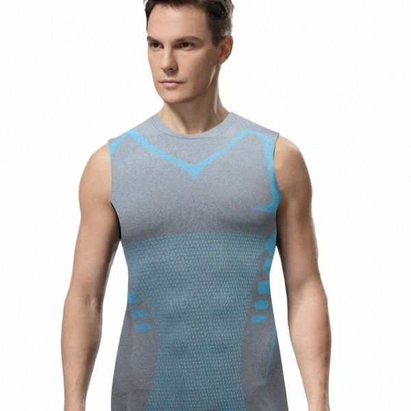 Camisetas sin mangas delgadas para hombres Gimnasio Camisas musculares atléticas Fitn Sleevel Training Tee Gym Ejercicio Tops para culturismo Ejercicio N69a #