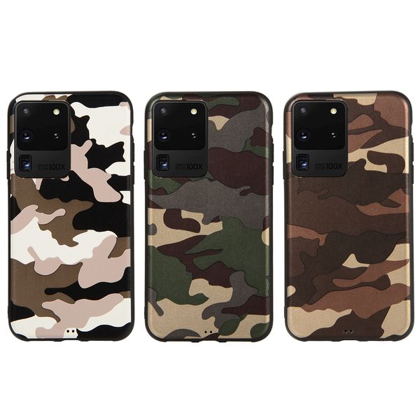 Mince mince Camouflage TPU étui arrière souple pour Samsung Galaxy S20 Ultra Note 10 Plus S10 Plus S9 A70 A10 A30 S8 Note9