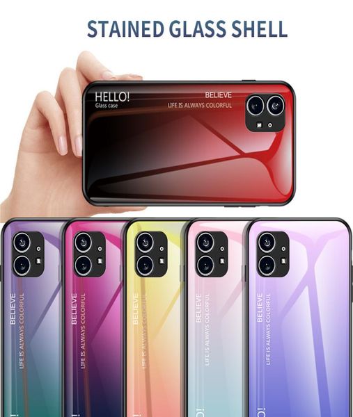 Fundas de teléfono de vidrio templado de Color degradado fino y delgado para Nothing Phone 1 teléfonos a prueba de golpes funda3341285