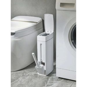 Slanke prullenbak voor smalle ruimtes met reinigingsborstel, deksel en toiletborstel - perfect voor badkamer vuilnisbak vuilnisbak