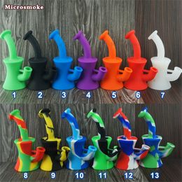 Slim Taille Design Mini Rig Tabak Siliconen Roken Water Weding Bong Siliconen Hand Bubbler Pipe Dabber Tool Rig met 13 kleuren voor Kies