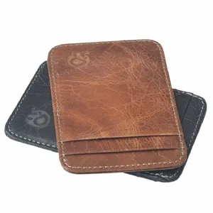 slanke portemonnee voor mannen en vrouwen minimalistisch FRT Pocket Wallet Dunne Travel FRT Pocket Echte lederen creditcardhouder C3HD#