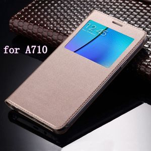 Mince fenêtre vue Flip couverture téléphone portable sac de transport Fundas Coque affaires étuis pour Samsung Galaxy A7 2016 A710 A710F A710H A710M