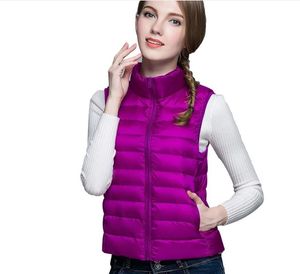 Slanke vrouwen down vesten lente herfst mouwloze eend down down jas stand-up kraag waastcoat plus size vest