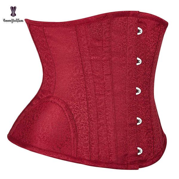 Cinturón para adelgazar 5 broches Brocade Gothic Corselet Carpeta de pecho Busier Shaper Plus Tamaño XXS-6XL14 Corsé de cintura de hueso de acero rojo para mujeres T221205