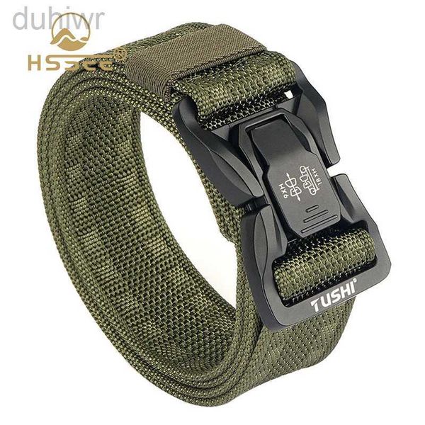 Cinturón adelgazante Hssee Tactical Outdoors Bindo para hombres Matte Black Metal Beba Release rápido Cinturón del ejército militar Nylon fajas casuales Male 240409