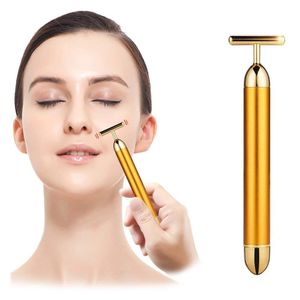 Afslanken gezichtsverzorging 24k Gold Facial Rimpel Lift Bar Trillingen Schoonheid Apparatuur Facial Roller Massager Trillingen Energie Bar