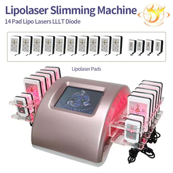 Amincissant la machine 14 tampons Fat Reduction Lipo Laser Lipolaser Face Body Lift Certification CE