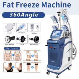 Máquina de adelgazamiento 5 manijas Cryolipolysis Máquina de grasa de congelación delgada Lipo Láser Cavitación Rf Pérdida de células 360 Cryo Vacío Levantamiento de glúteos Aprobación CE