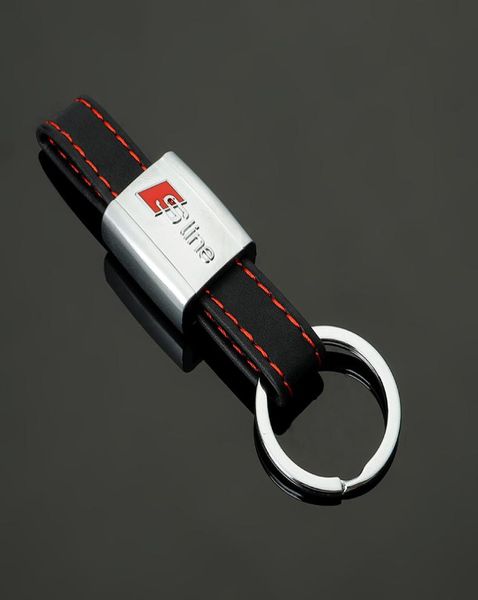 Sline Keychain Emblem Badge Sticker Black Red Line Cuir pour Audi 3 A4 A5 A6 A8 TT RS Q5 Q7 S Keyring KeyFOB4693099