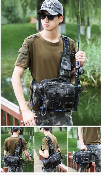 Sling Fishing Tackle Storage Bag Outdoor Shoulder Backpack Cross Body Bag Canne à pêche Bouteille Sac