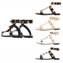 Slingback Designer Flats Open Toe Career Sandale Strap ajusté Sandles pour femmes Designer Blanc Black Brown Abricot Femme Sandals Chaussures