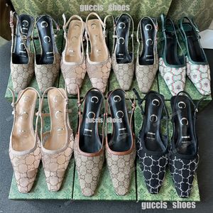 Geklede schoenen Slingback hoge hakken Ondiep gesneden schoenen met veters Sandalen Halfhoge hak Zwart mesh met sprankelende kristallen Schoenen met print Rubberen leren enkelbandje Dames sandaal