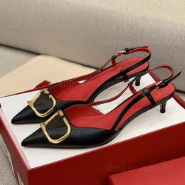 Slingback talons chaussures femme concepteur ballerine plates pointues ballet pompe chaton talons sandles noirs en cuir réel talon de la robe de pompe de travail formelle