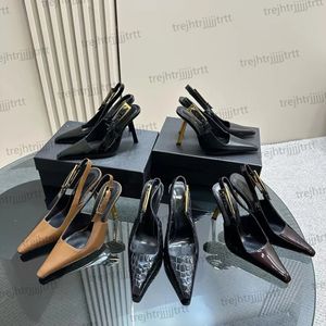 Soirée en cuir laquer Poigure Robe Toe Sandales Sandale en cuir Sole extérieure 10cm Pumps Stietto Party Chaussures du soir Designer de luxe féminin High Heels 35-42 avec boîte