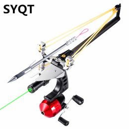 Slingshots Chasse Fish Straight Rod Précision Télescopic Catapulte Slingshot Green Laser Fishing Reel High Power Shooting Fishing Slingshot