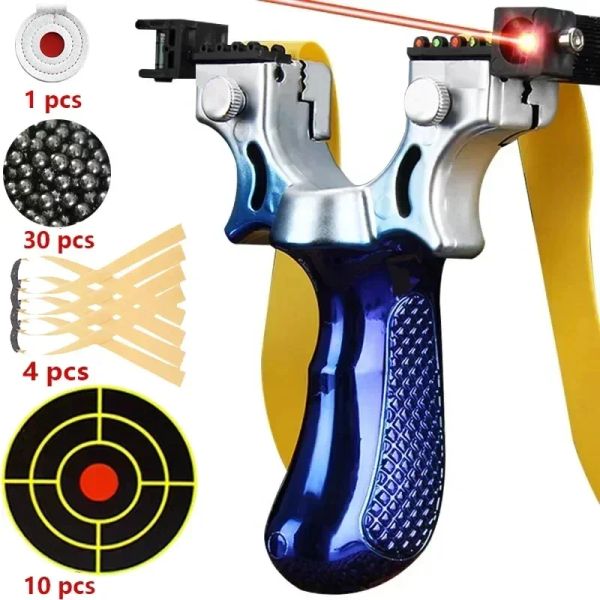 Slingshots Laser visant Slingshot Anti Slip Gradient Blue Slingshot Outdoor Shooting Tirage Rubber Ball Ball Prothing Ball