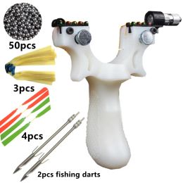 Slingshots Slingshot Outdoor Shooting Fishing Tool Resin Laser Night Vision Optical Fiber Sight Catapult Set Accessoire de chasse précise