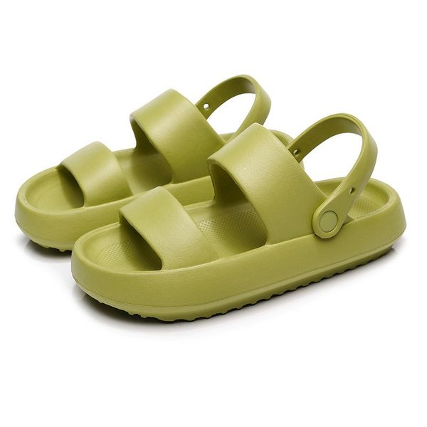 Resbalón en zapatillas de moda para mujer Sandalias Zapatos de playa de verano para mujer Suela gruesa de EVA verde oliva