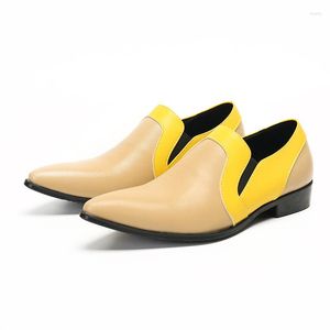 Chaussures à enfiler sur robe 509 pour hommes, Patchwork de couleurs mélangées, en cuir véritable, bout pointu, fête, mariage, grande taille 36-47