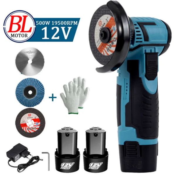 Sliper 12V Mini Brossless Angle Grinder avec une coupe de diamant de polissage sans fil rechargeable avec une batterie au lithium sans fil avec accessoires