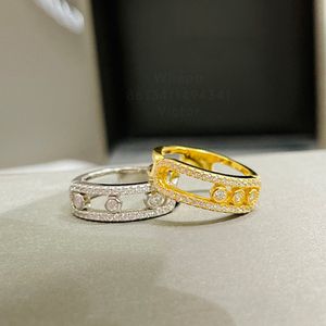 Anillos de deslizamiento Tres diamantes para mujer Diseñador Plata 925 Calidad T0P Contador más alto Materiales avanzados Diseñador de marca de tamaño europeo con caja 014