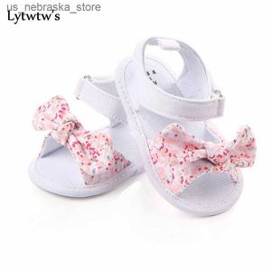 Slipper 1 paar Lytww Childrens Baby and Girls Shoes Non Slip Canvas Bow Toddler Sandals Q240409