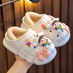 SLIPPER AANSPUNT BABI Furry Shoes Cute Cartoon Slippers Girls Boys Indoor Warm babyschoen Waterdichte winters 231127