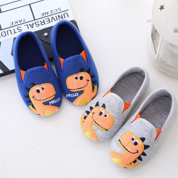 Pantoufle automne hiver garçons coton tissu maison chaussures enfants mignon dinosaure sol pantoufles enfants anti-dérapant chaussette intérieur chaud 220830