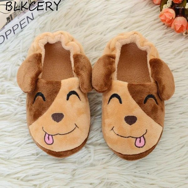 Slipper Baby Boys Slippers Toddlers Intérieur Hiver Brancs Chaussade Chaussade pour enfants chauds Carton Carton Puppy Dog Soft Rubber Sole Sole Home Chaussures 1 à 6 ans