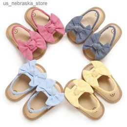 Slipper Baby Girl Bow Sandales Summer Soft Sole Flat Princess Dress Shoes Anti Slip First Step Q240409