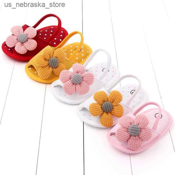 Slipper Baby Sandals with Cabello Lindo diseño de flores de algodón suave adecuado para chicas de primavera y verano 0-18m Q240409