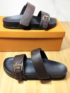 pantoffel BOM DIA FLAT MULE 1A3R5M Cool Moeiteloos Stijlvolle Slides 2 Riemen met Aangepaste Gouden Gespen Dames en Heren Zomerslippers sandalen hebben doosmaat 35-46