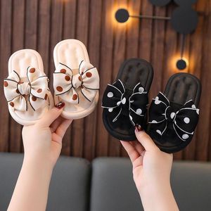 Slipper Bow Flats Open Toe Slide Sandals Tongs antidérapantes Enfants Maison Pantoufles Enfants Filles Été Mignon Plage Pantoufles Chaussure 230516