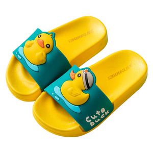 Pantoufle dessin animé Animal canard jaune chaussures mignonnes antidérapantes intérieur maison enfants bébé diapositives été enfants filles natation pantoufles sandales plates T230104