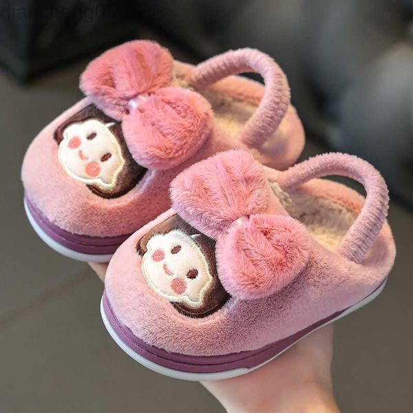 Pantoufle enfants coton pantoufles bébé mignon princesse filles intérieur maison anti-dérapant chaleur bébé coton pantoufles enfants chaussures W0217