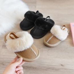 Slipper kinderen s katoenen slippers mode massieve kleur pluche huis indoor anti slip comfort meisjes schoenen jongens warm 231027