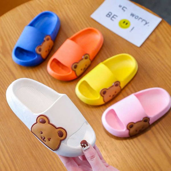 Pantoufle enfants pantoufles dessin animé ours maison chaussures pour garçon filles été talon plat doux Eva maison plage enfant enfants bébé diapositives Y2304