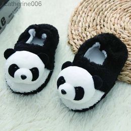 Pantoufles enfants enfant en bas âge fille pantoufles intérieur hiver en peluche chaussures chaudes dessin animé 3D Panda enfant garçon semelle en caoutchouc souple maison chaussures bébé articles L231114