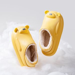 Slipper Kinderen Winter Zachte Pluche Pluizige s Voor Thuis Kid Meisje Jongen Platte Schoenen Vrouw Warme Kamer Schattige Beer huis Bont Indoor 220928