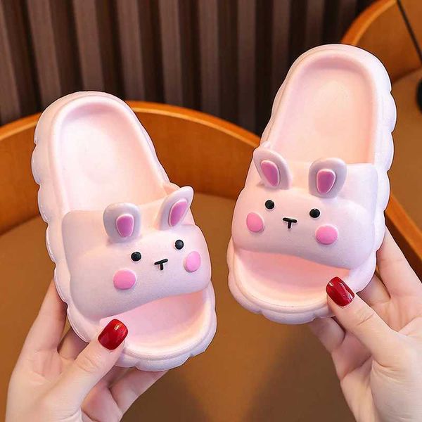 Zapatilla para niños niñas niñas sin deslizamiento baño inicio zapatillas suaves de verano zapatillas para niños lindos dibujos animados 3D-conejo de la conejo 2449