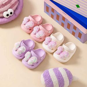 Slipper Childrens Slippers Girls Princess Style Wear Non-Slip Soft-Soled CRCS Fashion Bow Treasure Girls Bow-Toe Shoes Y240514