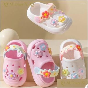 Slipper Childrens Slippers Summer Baby Cute Flowers Soft Sole Sandals Indoor Anti Slip Girl Hole Shoes Kids Beach Drop Delivery Matern Otlts